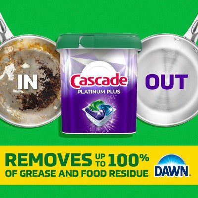 Cascade Fresh Platinum Plus Action Pacs Drying Power Dishwasher Detergents - 62ct