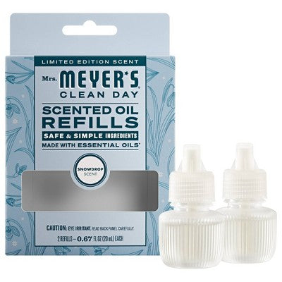 Mrs. Meyer's Clean Day Premium Scented Oil Plug-In Diffuser Air Freshener Refills - Snow Drop - 0 .67 fl oz/2pk