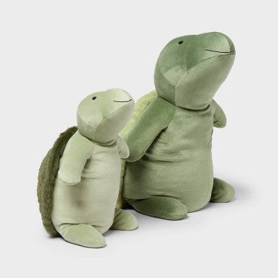 Turtle and Baby Weighted Plush Kids' Throw Pillow Green - Pillowfort