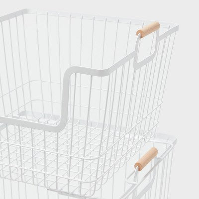 2pk Stacking Wire Laundry Baskets with Wooden Handles - Brightroom (LOCAL PICKUP ONLY)