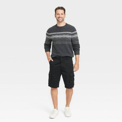 Men's 11" Cargo Shorts - Goodfellow & Co Black 40: Midweight Cotton-Spandex, Below Knee