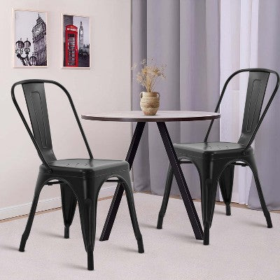 FDW Metal Dining Chair  Restaurants Chairs with Rubber Foot Protectors, Black (LOCAL PICKUP ONLY)