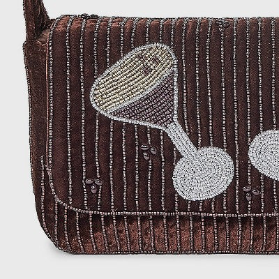Embellished Espresso Martini Flap Shoulder Bag - A New Day Brown