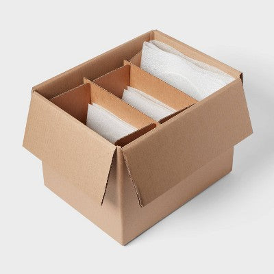 Dish Kit - up&up: Moving Supplies, Dish Packing Kit, Mailing Boxes, Chipboard, Flap Closure, Brown, 6x11 Inches