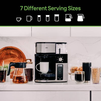 Braun MultiServe Plus 10-Cup Pod Free Drip Coffee Maker, 7 Brew Sizes / Hot & Cold Brew, KF9250BK: Stainless Steel, Electric, Dishwasher-Safe