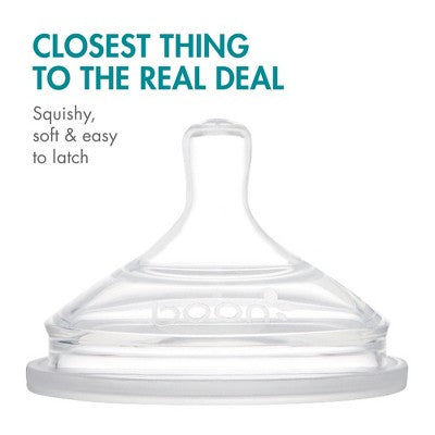 Boon NURSH Silicone Bottle Nipples - Fast Flow - 3pk