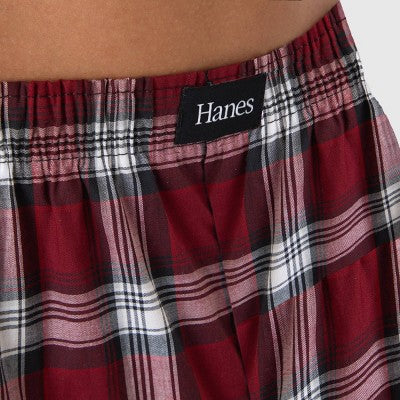 Hanes Premium Men's Stretch Woven Boxer 4pk Boxer Shorts - Red/Black/Gray L