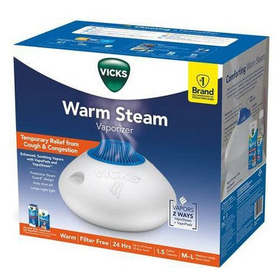 Vicks Warm Steam Vaporizer Humidifier with Night Light - 1.5gal - 600 sq ft - White