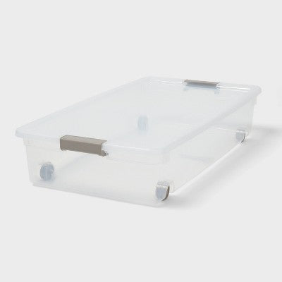 60qt Latching Clear Storage Box with Gray Latches - Brightroom (LOCAL PICKUP ONLY)