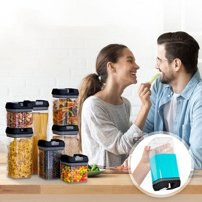 Cheer Collection Airtight Food Storage Containers, Set of 7 (Black)