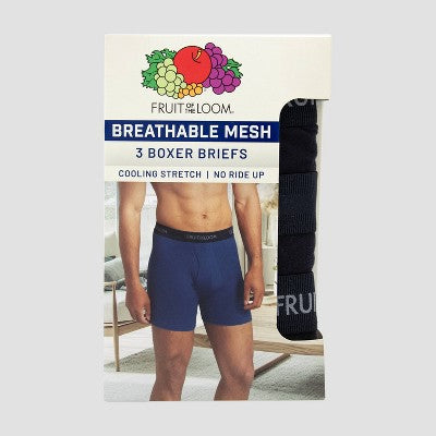 Fruit of the Loom Men's 3pk Breathable Mesh Boxer Briefs - Black XL
