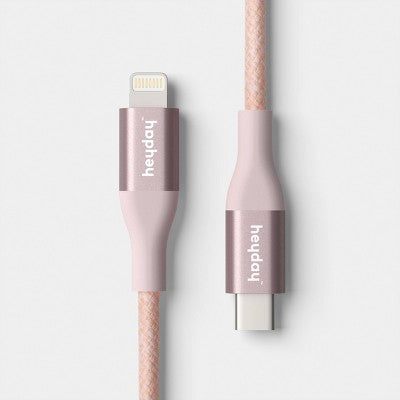 4ft USB-C to Lightning Braided Cable - heyday Cosmetic Pink