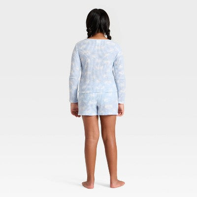 Girls' 2pc Long Sleeve Waffle Knit Pajama Set XL
