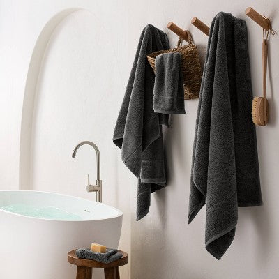 Modal Hand Towel Dark Gray - Casaluna: Cotton Blend, Low Lint, Fade & Benzoyl Peroxide-Resistant, OEKO-TEX Certified
