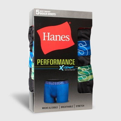 Hanes Boys' 5pk X-Temp Boxer Briefs - Black XL