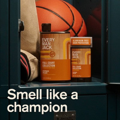 Every Man Jack Limited Edition Full Court Collection Aluminum Free Men's Deodorant - Step Back Splash - 3oz: Invisible Solid, Normal Skin