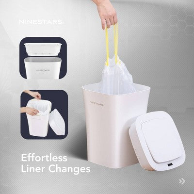 Nine Stars 10L/2.6gal Motion Sensor & Water Resistant Trash Can White: Bathroom Trash Can with Lid, Smell Resistant