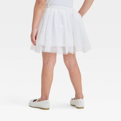 Toddler Girls' Tulle Skirt Cream 2T Closure, Above Knee Length