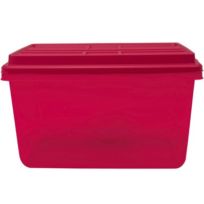 Hefty 72qt Hi-Rise Tinted Storage Box Red Lid with Latch and Gold Foil (LOCAL PICKUP ONLY)