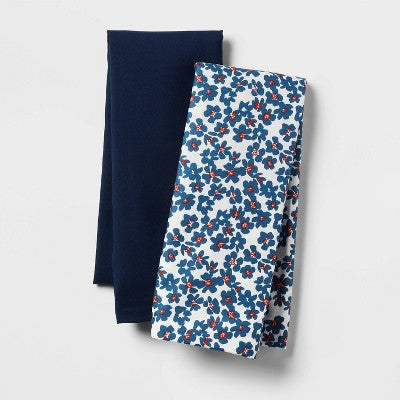 2pk Microfiber Body Pillow Cover Floral/Navy - Room Essentials