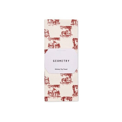 Geometry Kitchen Tea Towel Horse Check Cream