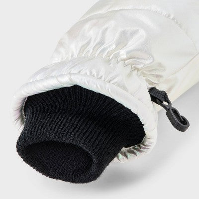 Girls' Iridescent Puff Mittens - art class White