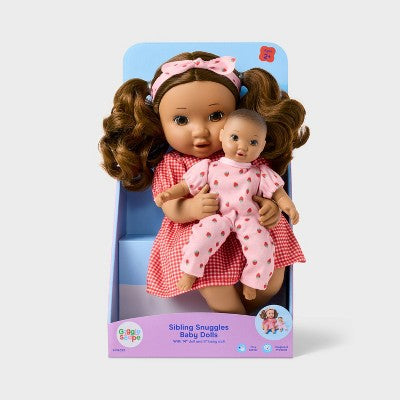 14" Brown Hair/Brown Eyes Toddler Doll + Mini Baby Doll - Gigglescape