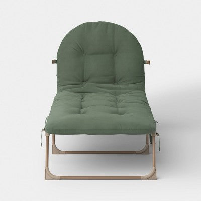 Folding Padded Outdoor Portable Beach Lounge Chair Green - Threshold (LOCAL PICKUP ONLY)