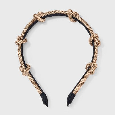 Knotted Rhinestone Headband - A New Day Rose Gold