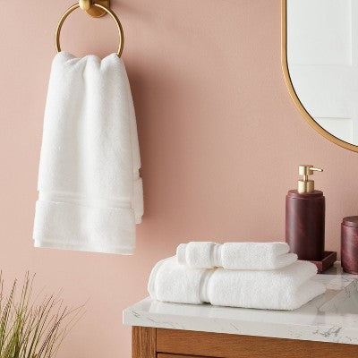 4pk Spa Plush Washcloth Set White - Threshold