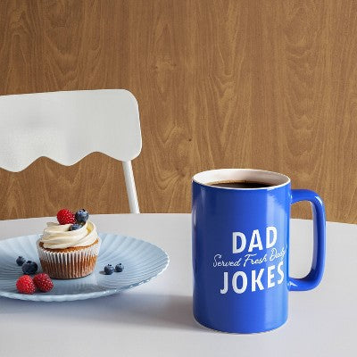 14oz Dad Jokes Tall Can Mug Blue - Room Essentials