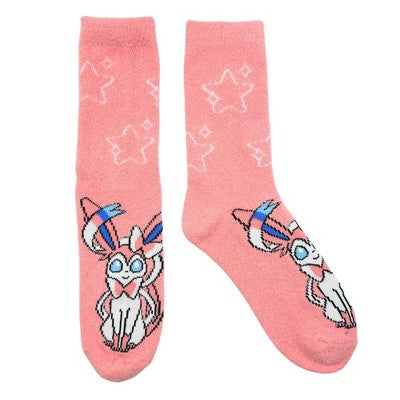 Pokemon 3pk Micro Popo Fuzzy Crew Socks - Sylveon, Espeon, Umbreon