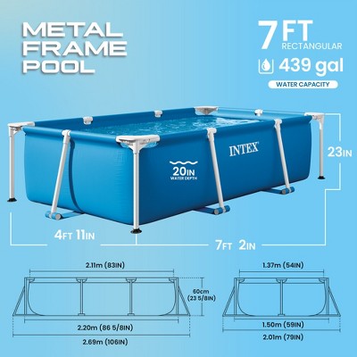Intex 7.2' x 23" Rectangular Frame Above Ground Outdoor Splash Swimming Pool (LOCAL PICKUP ONLY)