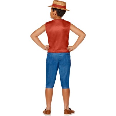 One Piece Kids' Luffy Costume Apparel Set Blue L
