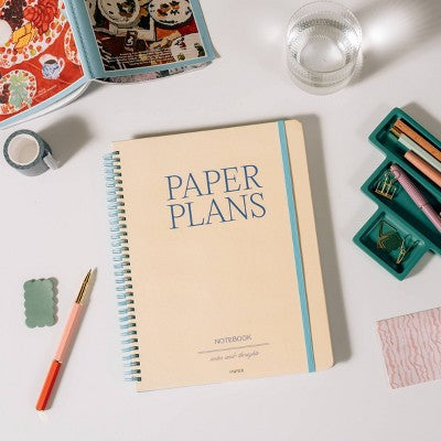 Papier 150pg Ruled Notebook 11"x8.5" Spiral Typographic: College Ruled Journal, Hard Cover, Adult Stationery