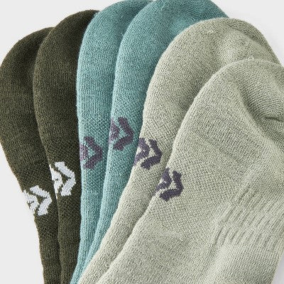 Men's Tonal 3pk No Show Socks - All In Motion Olive/Green 6-12