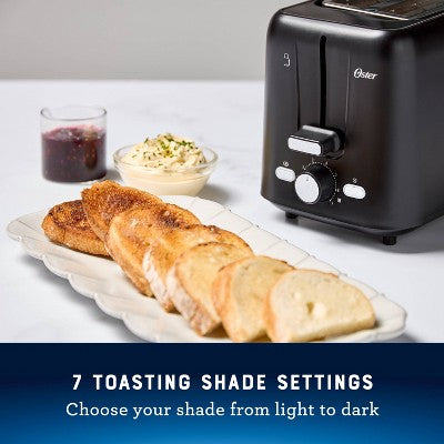 Oster 2-Slice Toaster With Extra-Wide Slots Black: 800W, Bagel & Toast Capabilities, 1-Year Warranty, Spot Clean