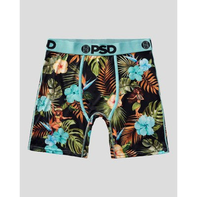 PSD Men's Floral Print Boxer Briefs 2pk - Green/Light Aqua Blue/Black L