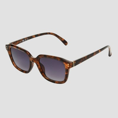 Women's Shiny Plastic Square Sunglasses with Gradient Lenses - Universal Thread Tortoise Brown: Scratch-Resistant, UV Protection