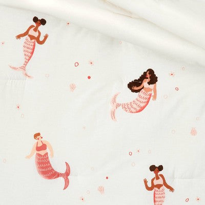Toddler Mermaid Kids' Comforter - Pillowfort: Multicolor Cotton, Polyester Fill, OEKO-TEX Certified, 58"x42"