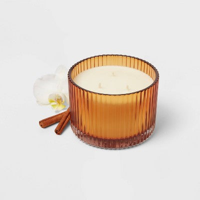 2 Wick Ribbed Glass Vanilla Pumpkin Candle 13oz - Threshold