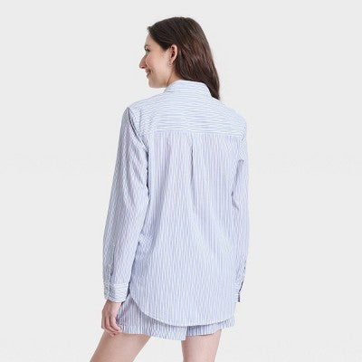 Women's Long Sleeve Button-Down Shirt Universal Thread Striped M
