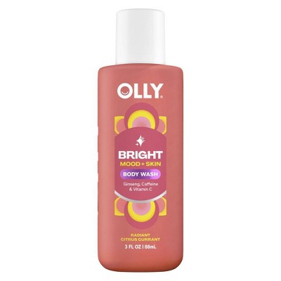 OLLY Bright Mood and Skin Vitamin-Infused Mini Body Wash - Travel Size - Citrus Currant - 3 fl oz: Paraben-Free, Sulfate-Free, Gel Form