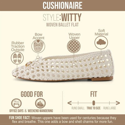 Womens CUSHIONAIRE Witty Hand Woven Ballet Flats  IVORY 9.5