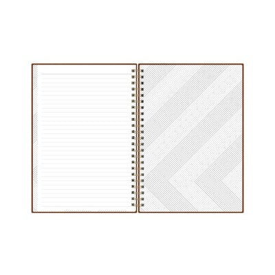 Lined Journal Safety Wirebound Non-Dated 5.75"x8.5" Tan - Blue Sky: Faux Leather Hard Cover, Narrow Ruled, 80 Pages, Adult Stationery