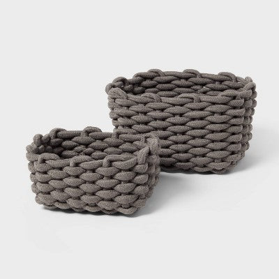 2pk Knit Basket Gray - Brightroom
