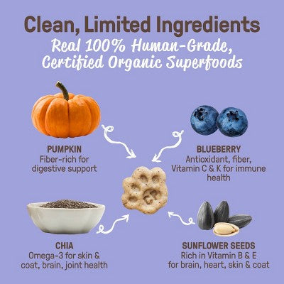 Cookie Pal Blueberry and Pumpkin Soft Baked Human Grade and Organic Dog Treats - 8.8oz
