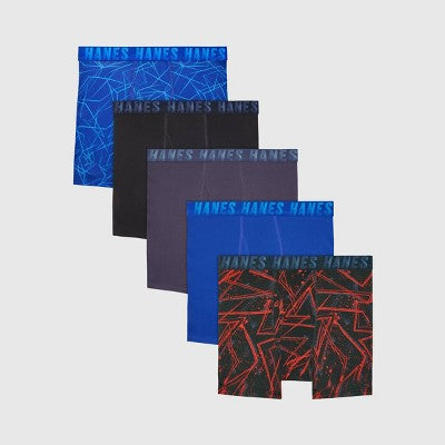 Hanes Boys' 5pk Moves Peformance Stretch Boxer Briefs Size XL - colors may vary