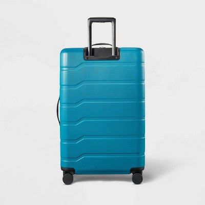 Hardside Large Checked Suitcase Teal - Open Story (LOCAL PICKUP ONLY)