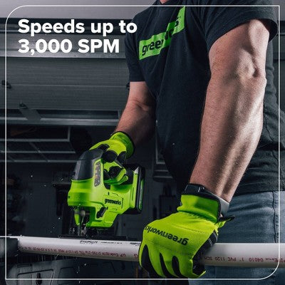 Greenworks POWERALL 24V Cordless Brushless 1'' Jigsaw with 1.5Ah Battery and Charger